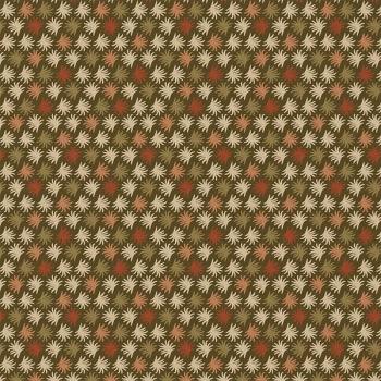 Плат Poplin - Корали на зелено-кафяв фон - 50 х 50 см